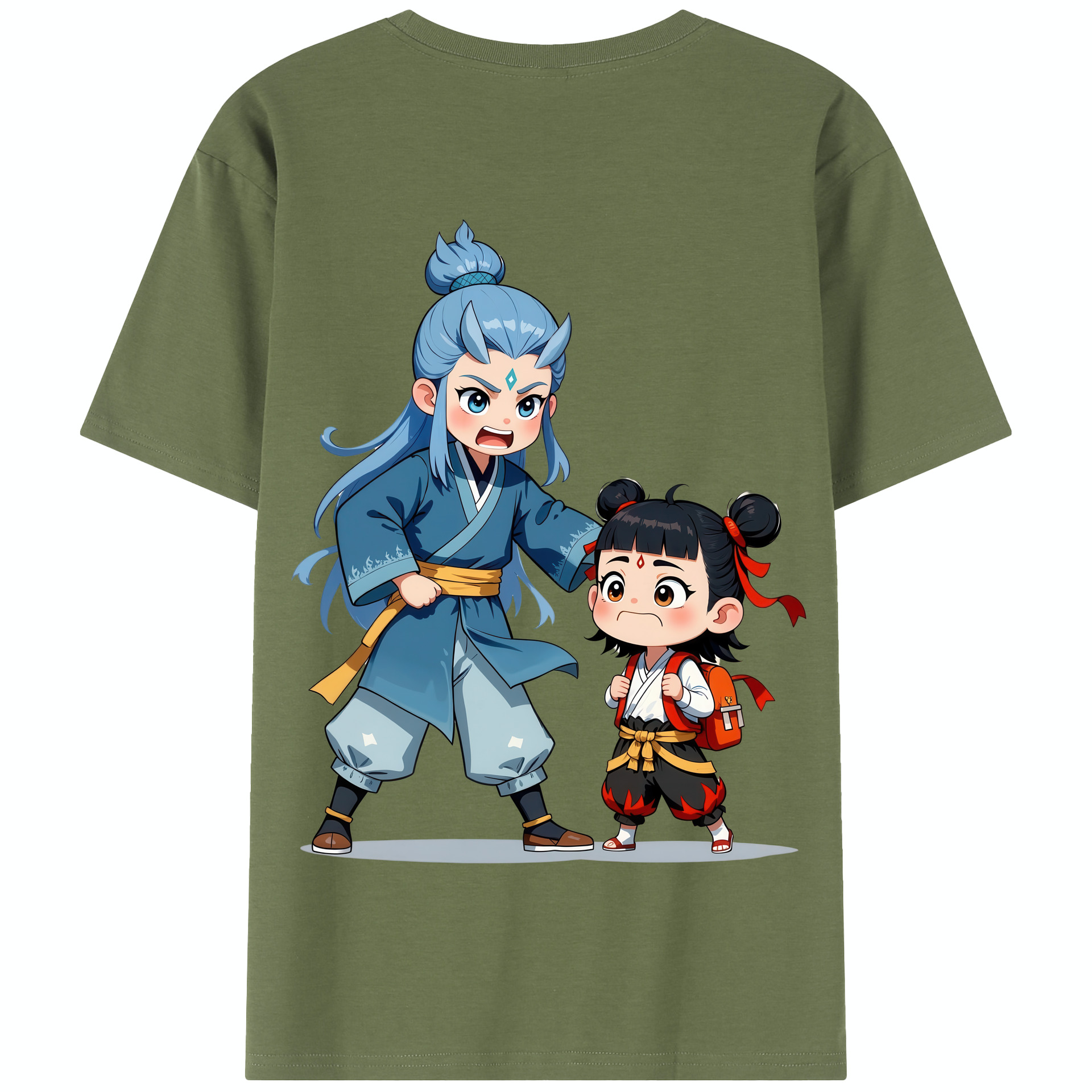 （画像用） Ne Zha 2 ナタ 魔童の大暴れ 綿100％半袖Tシャツ（背面プリント）